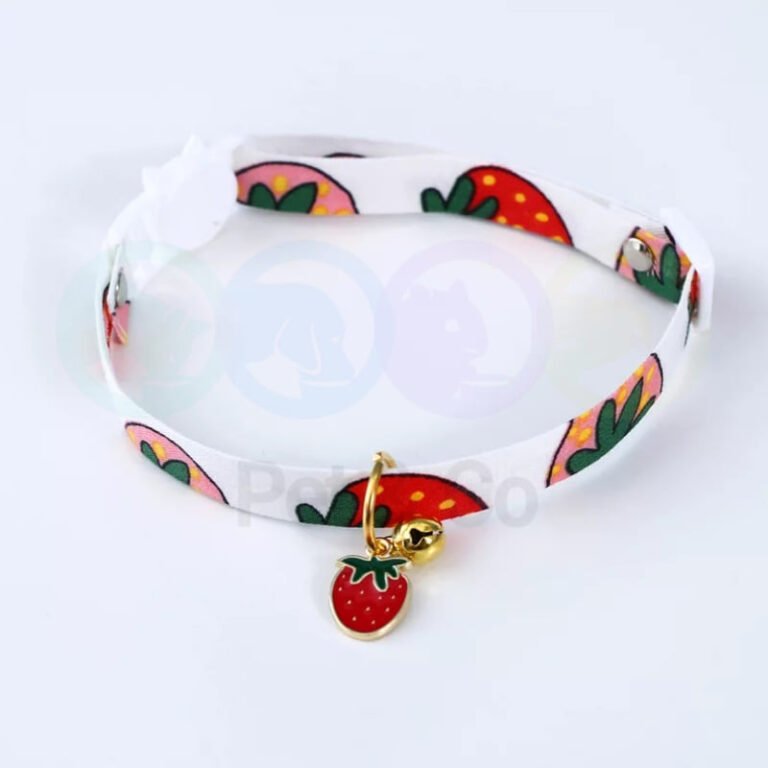 Collier de chat fraise avec cloche