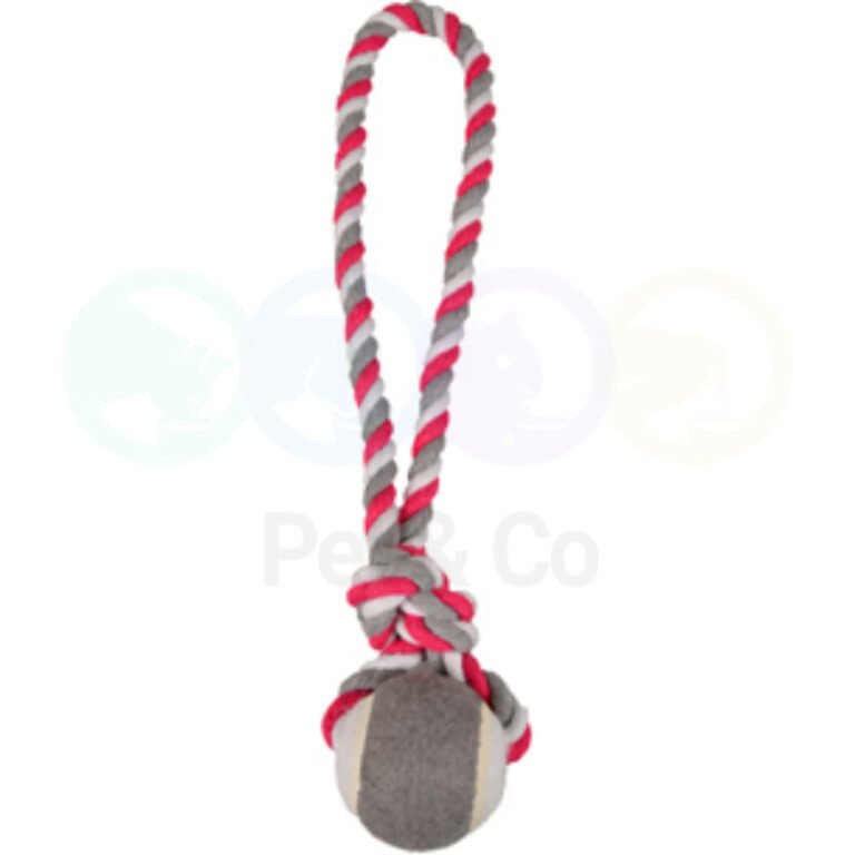 Jouet pour chiens balle en coton avec corde de tirage