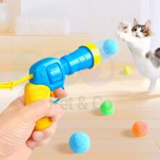 Cat Toy Launch Ball Pistol with 15 PIush Balls