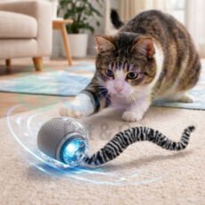 Cat Toy Self-Rolling Ball with Lights & Short Tail