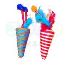 Cat Toy Wool Cone with Feathers 2pcs