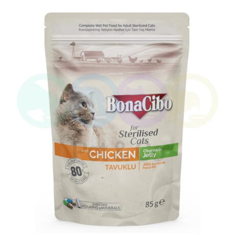 Bonacibo Chunks in Jelly for Sterilized Cats with Chicken 85g