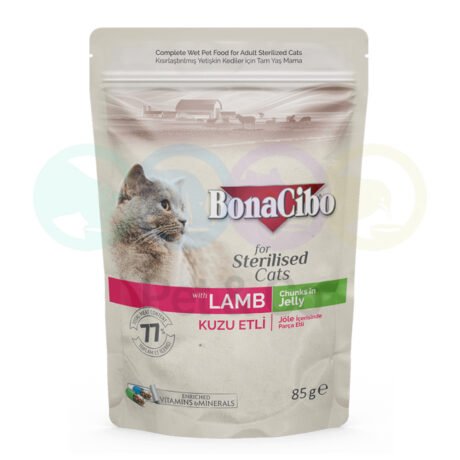 Bonacibo Chunks in Jelly for Sterilized Cats with Lamb 85g