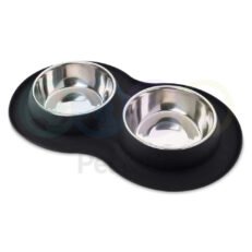 Double Bowls with Non Spill Silicone mat 2×350ml
