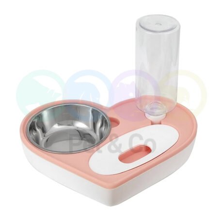 Feeder and Water Dispenser Heart Set for Cats & Dogs
