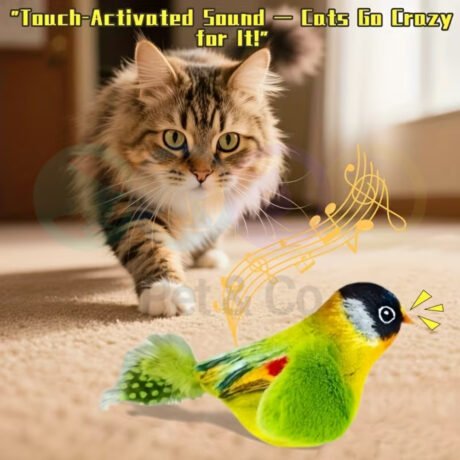 Interactive Touch-Activated Cat Toy Bird with Sound
