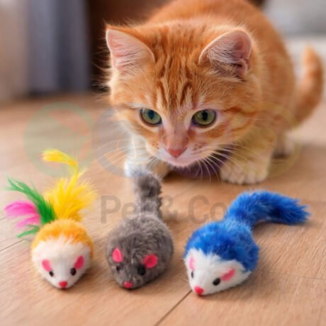 Cat Toy Furry Rattle Mousse 2pcs