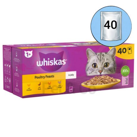 Lot Whiskas chunks in Jelly Poultry Feasts for Cats 40×85g