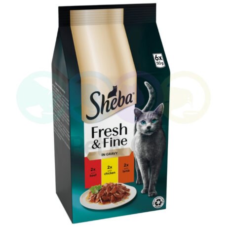 Sheba Fresh & Fine in Gravy for Cats with Chicken & Beef 6×50g