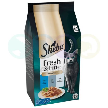 Sheba Fresh & Fine in Gravy for Cats with Tuna & Cod 6×50g