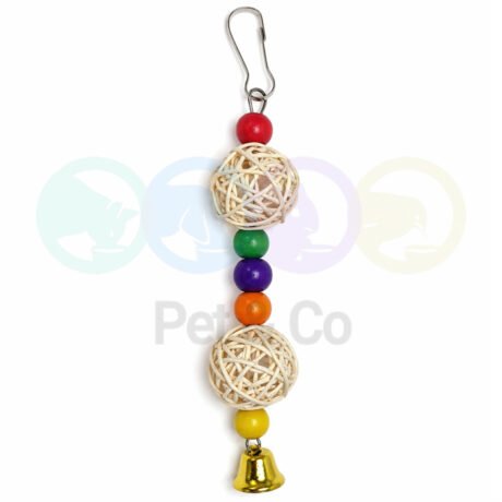 Bird Natural Rattan Ball Hanging Toy with Bell