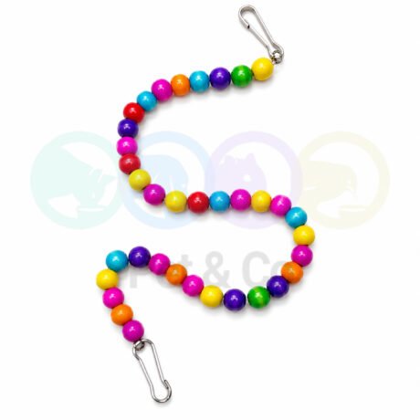 Bird Colorful Wooden Bead Toy Hanging Bridge Perch