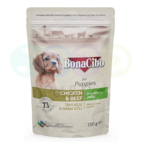 Bonacibo Chunks in Jelly for Puppies with Chicken & Beef 85g