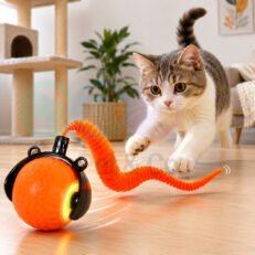Interactive Rolling Cat Toy with Plush Tail