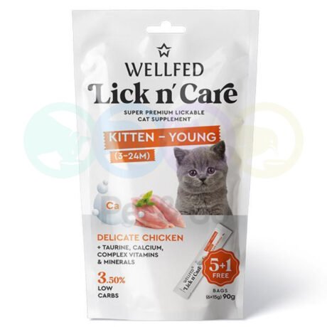 Wellfed Lick n' Care Treats for Kittens with Chicken 6×15g