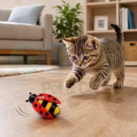 Cat Toy Running Ladybug with Wings