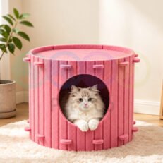Round felt cat cave house