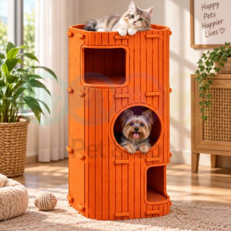 Square tripled felt cat cave house