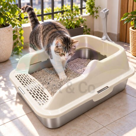 Stainless Steel Cat Litter Box with High Sides